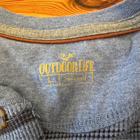 Outdoor life Thermal Henley Blue Stripe Mens L - Picture 6 of 6